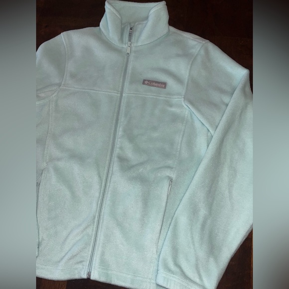 Columbia Benton Springs Full Zip Fleece Jacket Women’s XS Mint Blue Small Spot - Picture 5 of 12